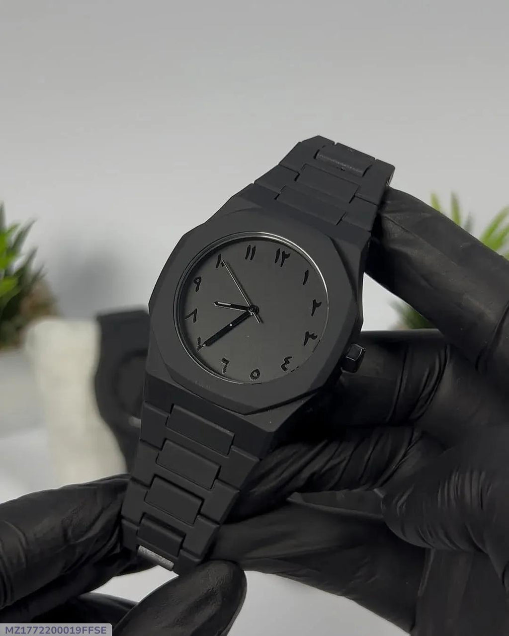 Black Arabic Aura Watch | Premium Black Matte Wristwatch with Modern Minimal Design